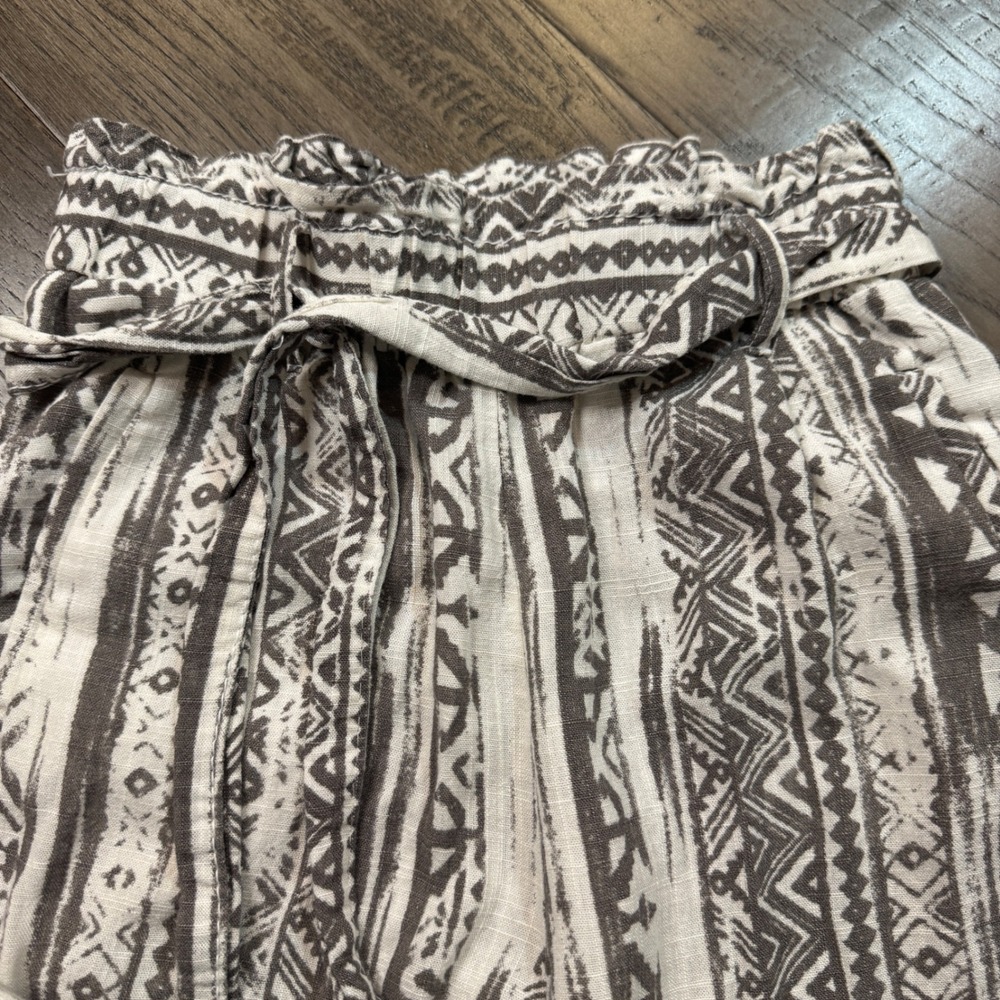 Cali 1850 Paperbag Waist Pants XS Linen Viscose Geometric Print - Picture 4 of 10